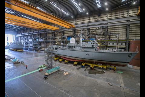 'HMS Quorn' and 'HMS Atherstone' inside the new Minor War Vessels Centre of Specialisation at Portsmouth Naval Base